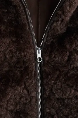 Veste à capuche en tissu Teddy bear - Marron foncé — photo 3