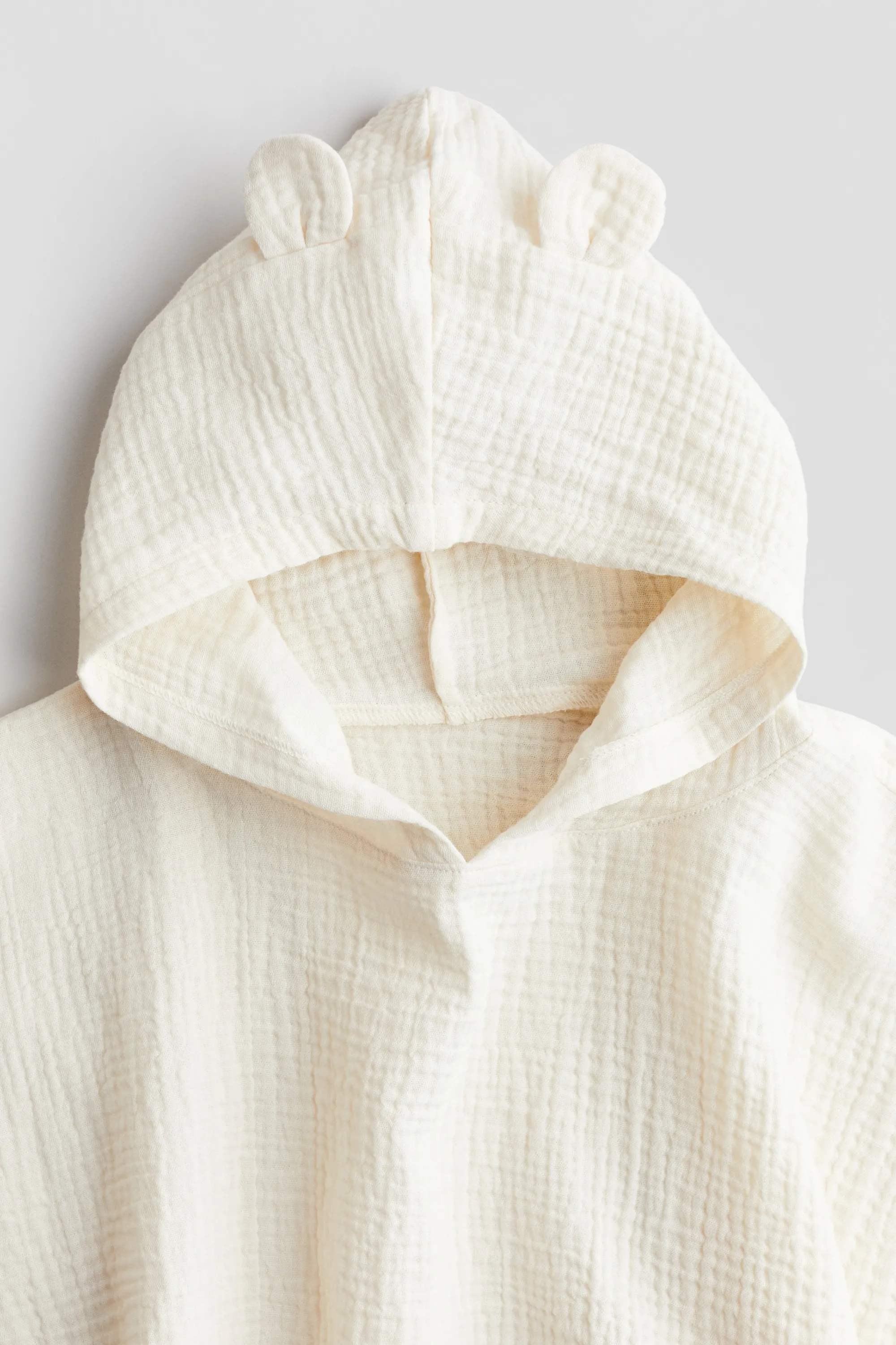 Poncho de bain en mousseline de coton - Crème