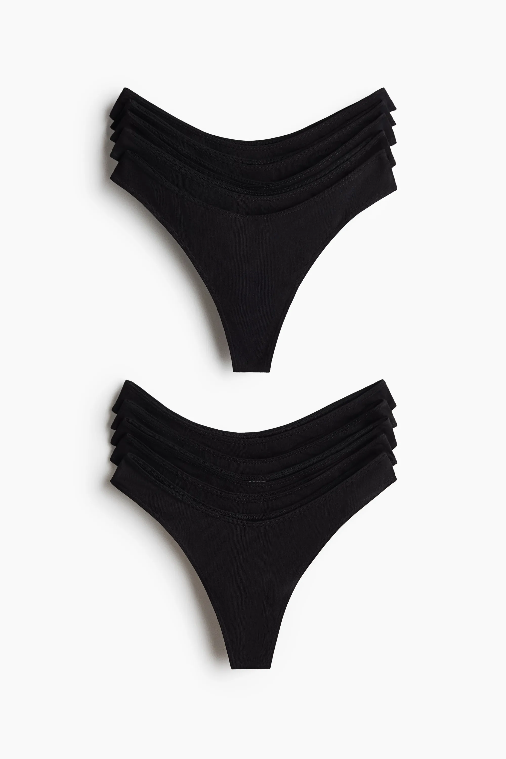Lot de 10 culottes Thong en coton - Noir