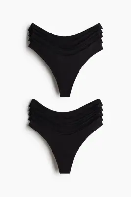Lot de 10 culottes Thong en coton - Noir — photo 1