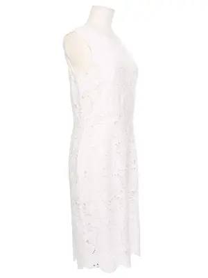 Robe cintrée sans manche en coton broderie anglaise blanche Taille 38 — photo 3