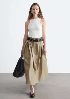 Jupe midi plissée - Beige — photo 1