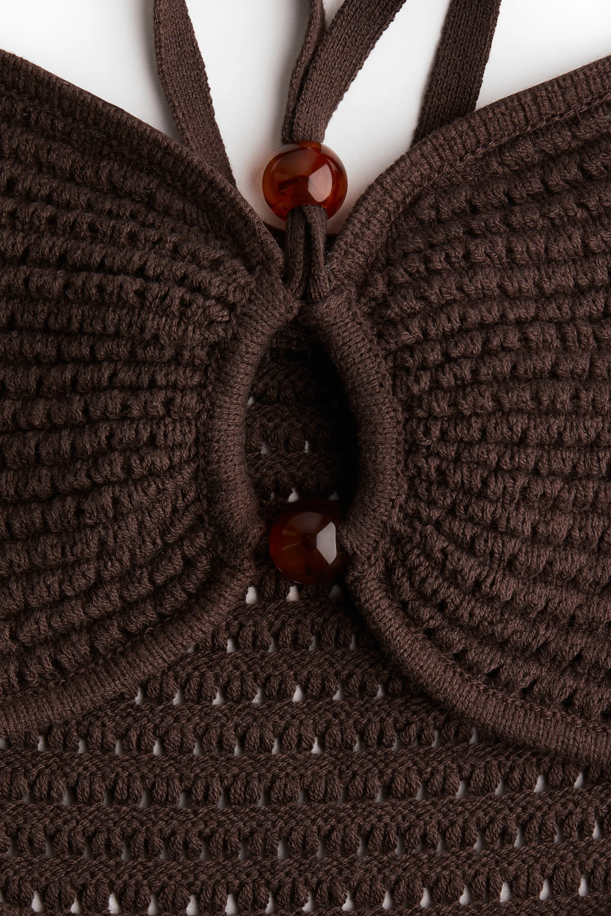 Robe bain-de-soleil façon crochet - Marron foncé