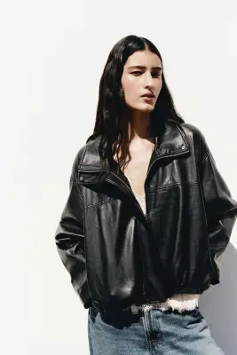 Veste oversize avec base à effet boule - Marron foncé — photo 1