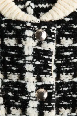 Gilet oversize en maille bouclette - Noir/motif — photo 4