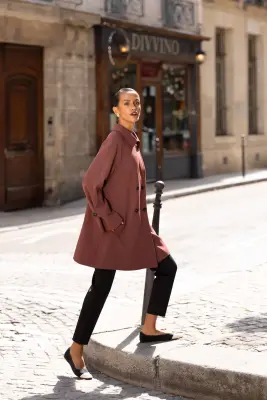 Francine Short Trench Coat - Chocolate — photo 3