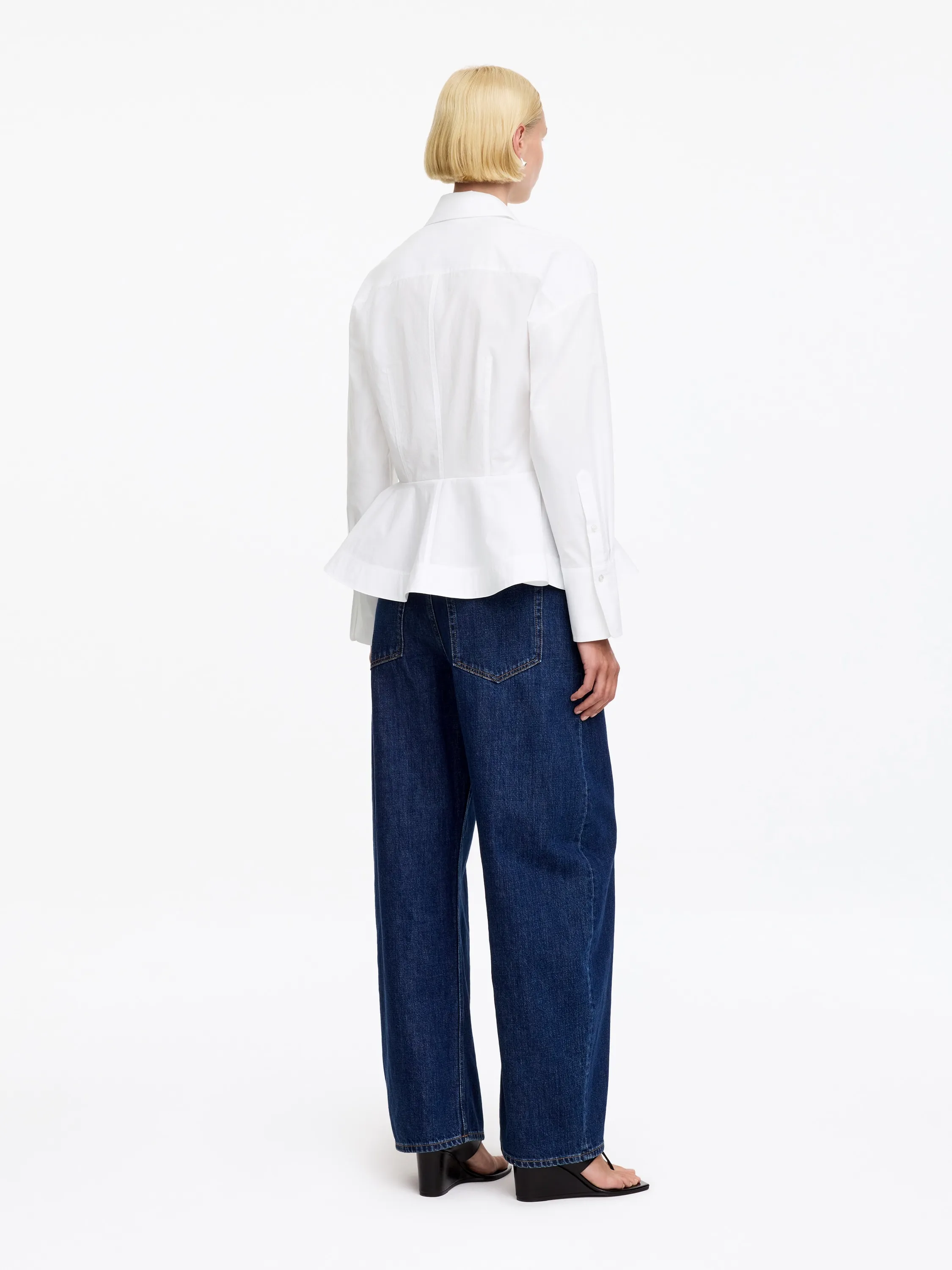 Chemise péplum en coton - Blanc