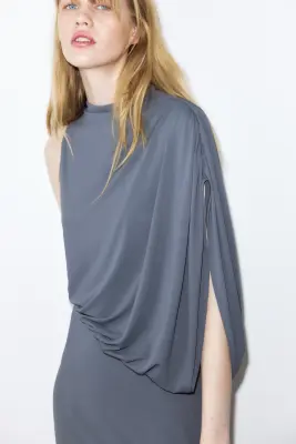 Robe maxi à effet drapé - Gris foncé — photo 1