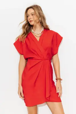 Robe courte drapée Femme — photo 2