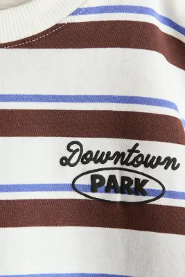 T-shirt imprimé à manches longues - Blanc/rayé — photo 3