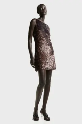 Robe à sequins - Prune chocolat — photo 2