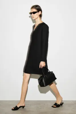ROBE TAILLEUR COURTE EN LAINE MÉLANGÉE - NOIR — photo 4