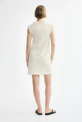 Robe frangée en maille bouclette - Crème — photo 3