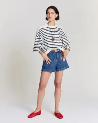 Tee Shirt Lucien rayures bleu marine et blanc — photo 2