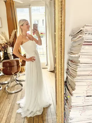 Robe de mariée bustier en tulle blanc écru et noeud Prix boutique 9000€ Taille 36 — photo 4