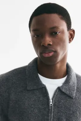 Polo Regular Fit en maille - Gris foncé chiné — photo 2