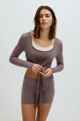 Crop top de yoga à manches longues - Mauve ancien — photo 2