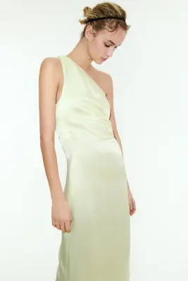 Robe asymétrique en viscose - Vert pâle — photo 1