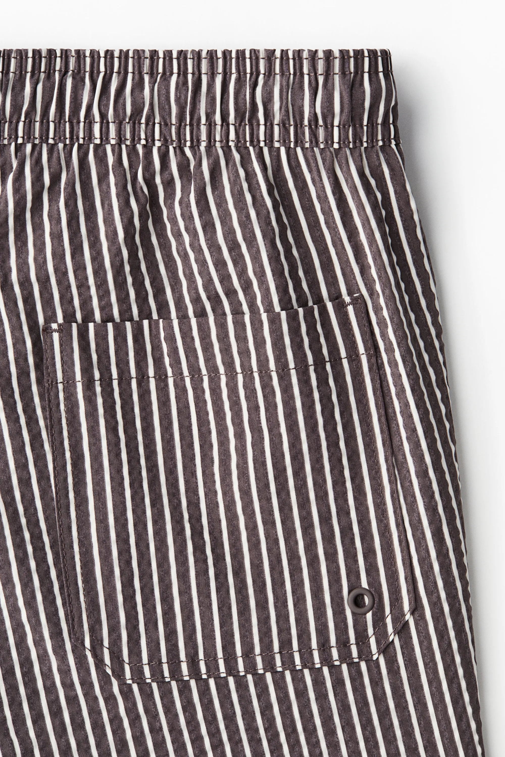 Short de bain en seersucker - Gris foncé/rayé