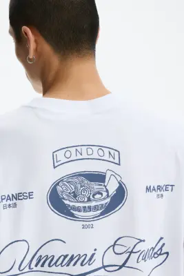 Relaxed Fit Printed T-shirt - Blanc/Umami Foods — photo 3