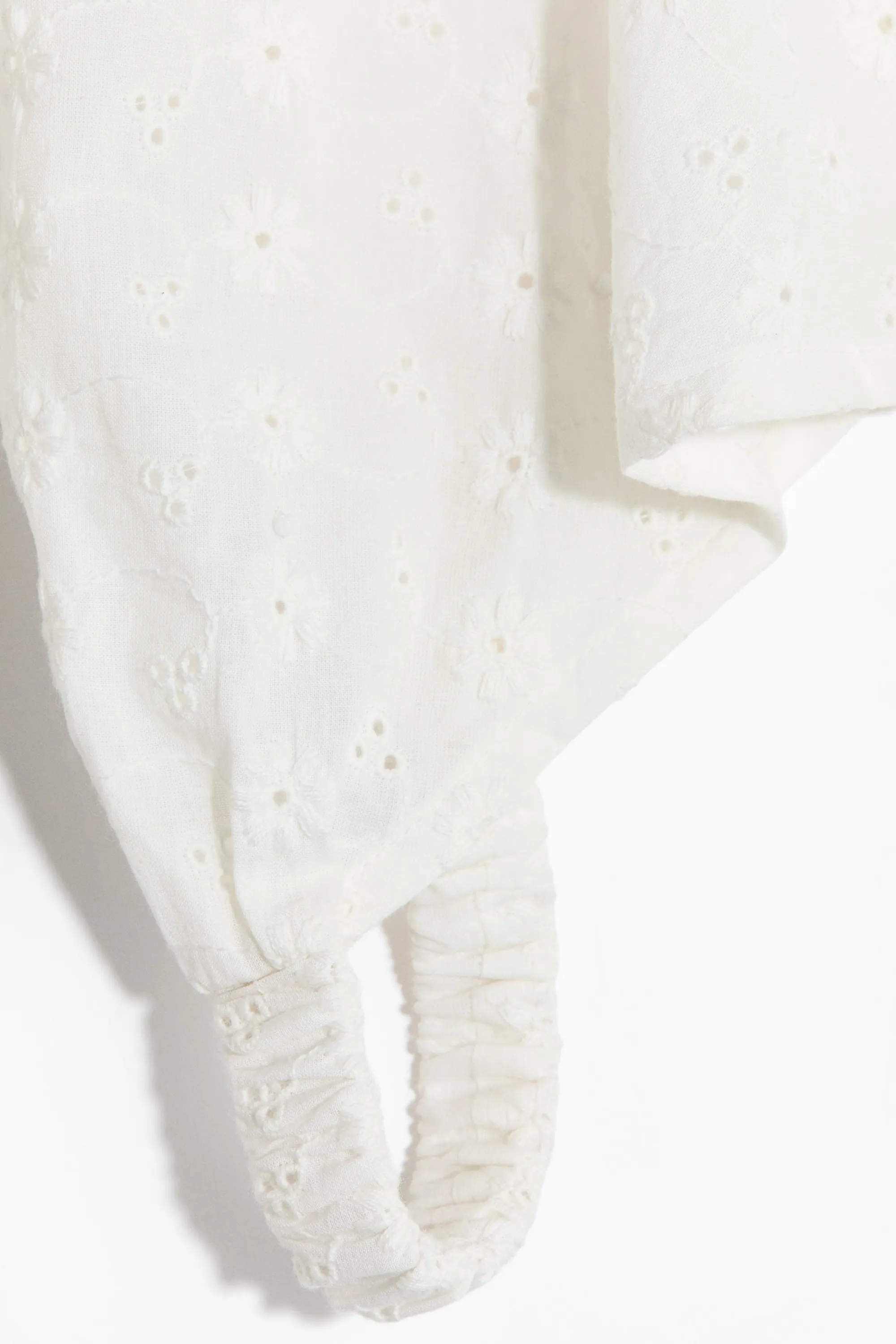 Foulard de tête avec broderie anglaise - Blanc