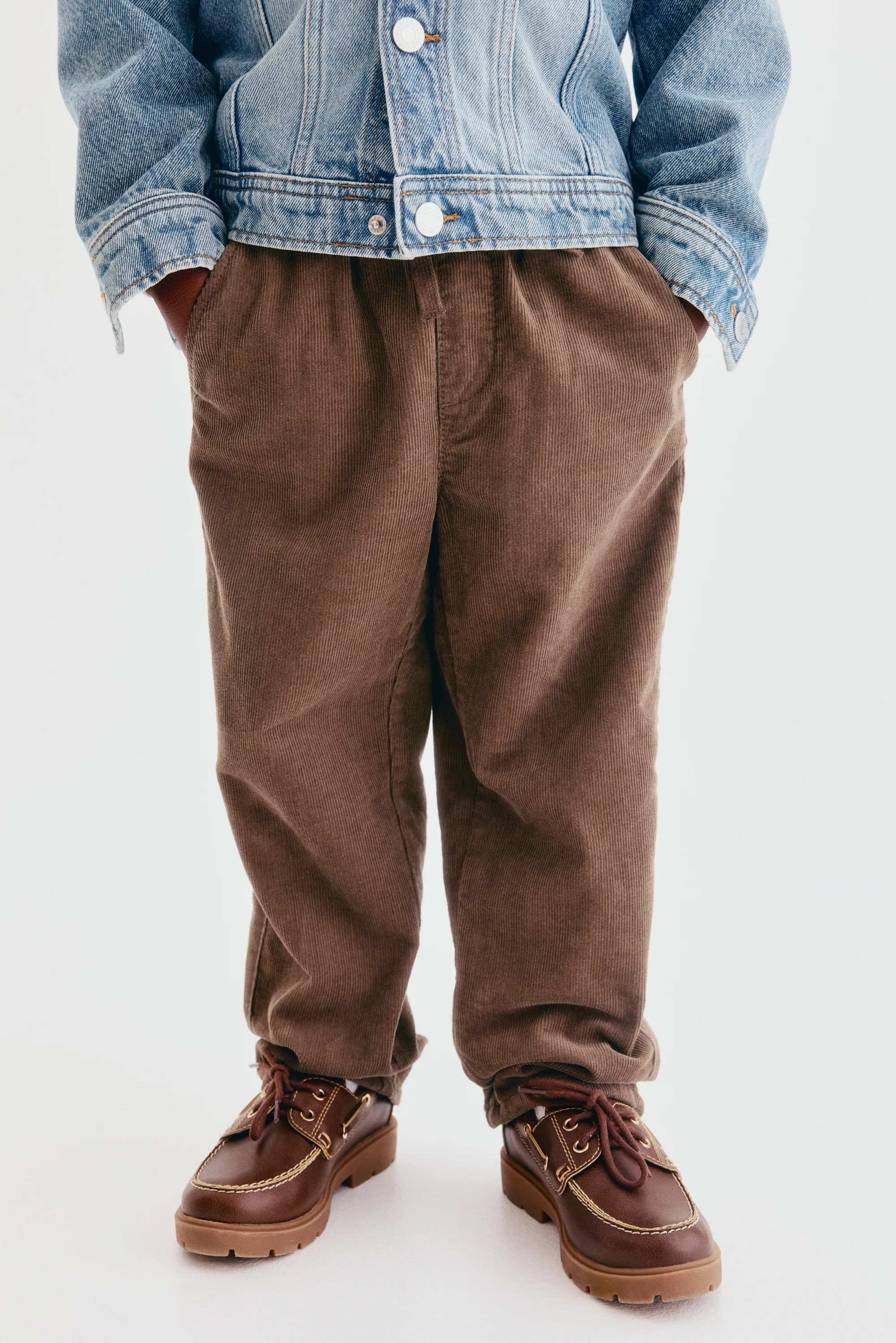 Pantalon doublé en velours côtelé - Marron