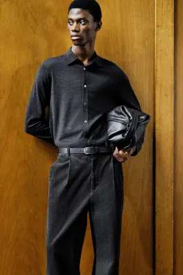 CHEMISE EN MAILLE DE LAINE MÉRINOS - BLEU MARINE CHINÉ — photo 2