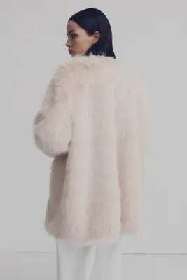 Manteau duveteux - Beige clair — photo 3
