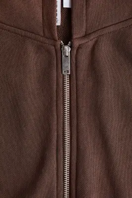 Veste zippée avec capuche et cordon de serrage - Marron — photo 4