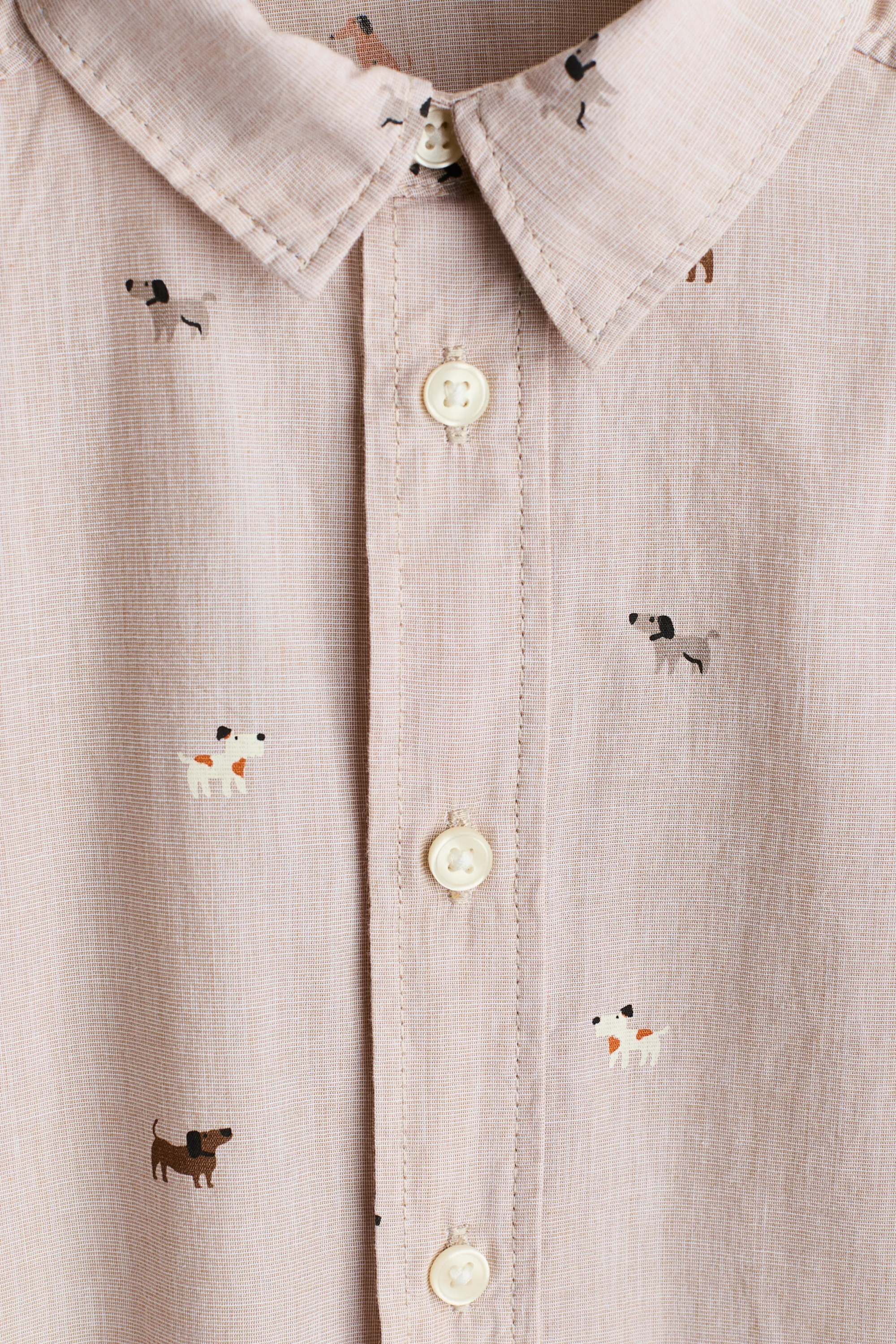 Chemise en coton à motif - Taupe clair/chiens