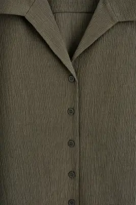 CHEMISE EN JERSEY FROISSÉ - BRUN CLAIR — photo 5