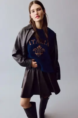 Pull avec motif jacquard - Bleu foncé/Italia — photo 1