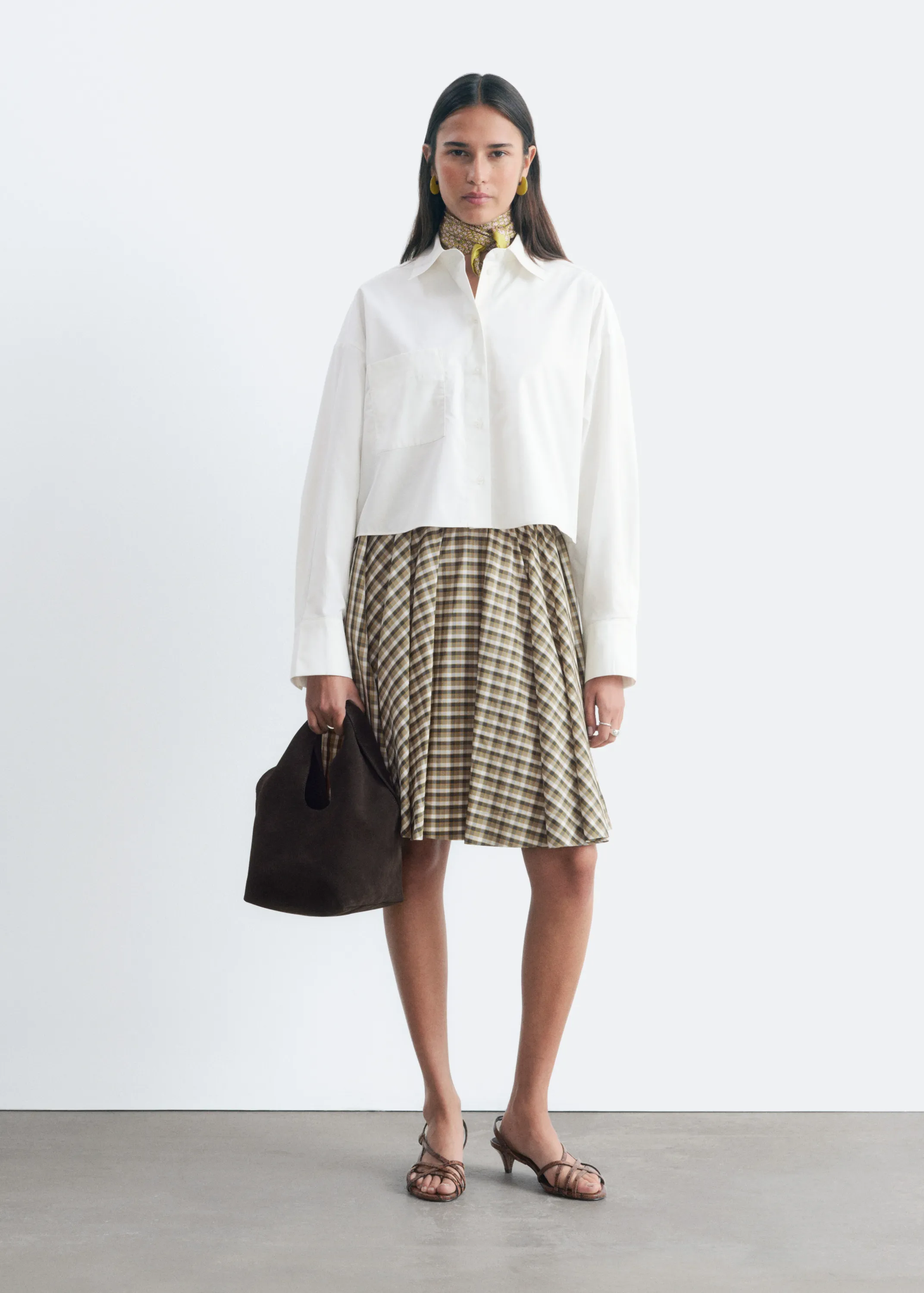 Chemise courte en sergé de coton - Blanc