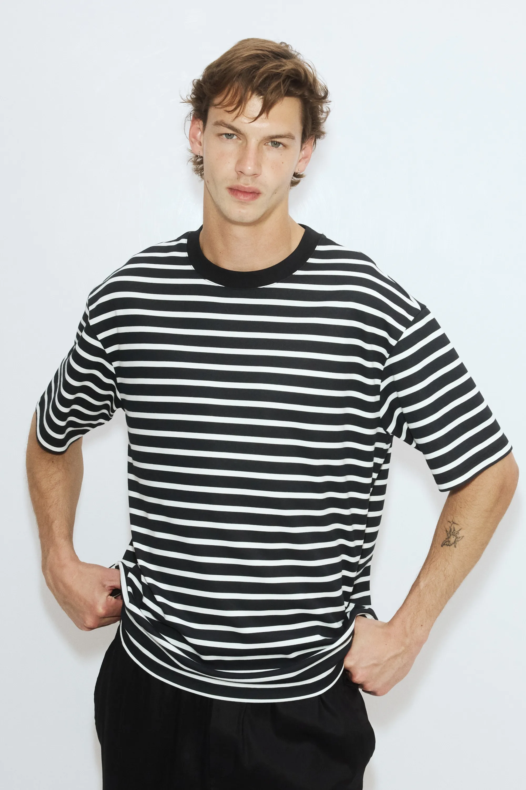 T-shirt Cooling Relaxed Fit - Noir/rayé