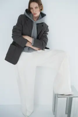 Blazer en laine mélangée - Gris chiné — photo 1