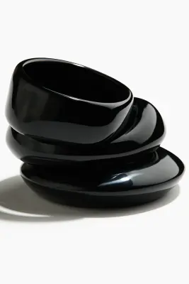 Lot de 3 bracelets jonc irréguliers - Noir — photo 4