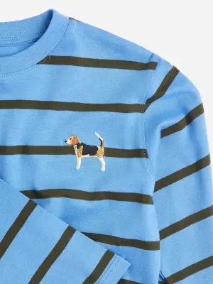 T-shirt à manches longues en coton - Bleu/Chien — photo 2