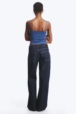 Jean jambe large taille mi-haute Paz - Blue Rinse – Bleu foncé — photo 4