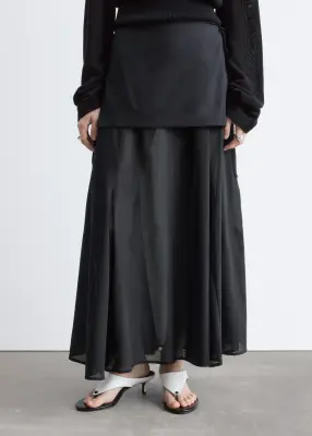 Jupe midi transparente avec tablier - Noir — photo 4