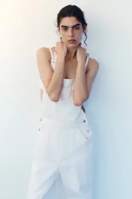 Salopette en denim de coton - Blanc — photo 2
