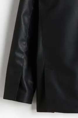 Veste-chemise Regular Fit en tissu enduit - Noir — photo 1