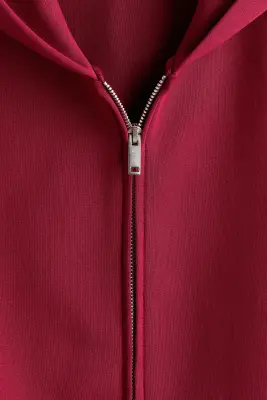 Veste à capuche zippée Oversized Fit en interlock - Rouge — photo 4