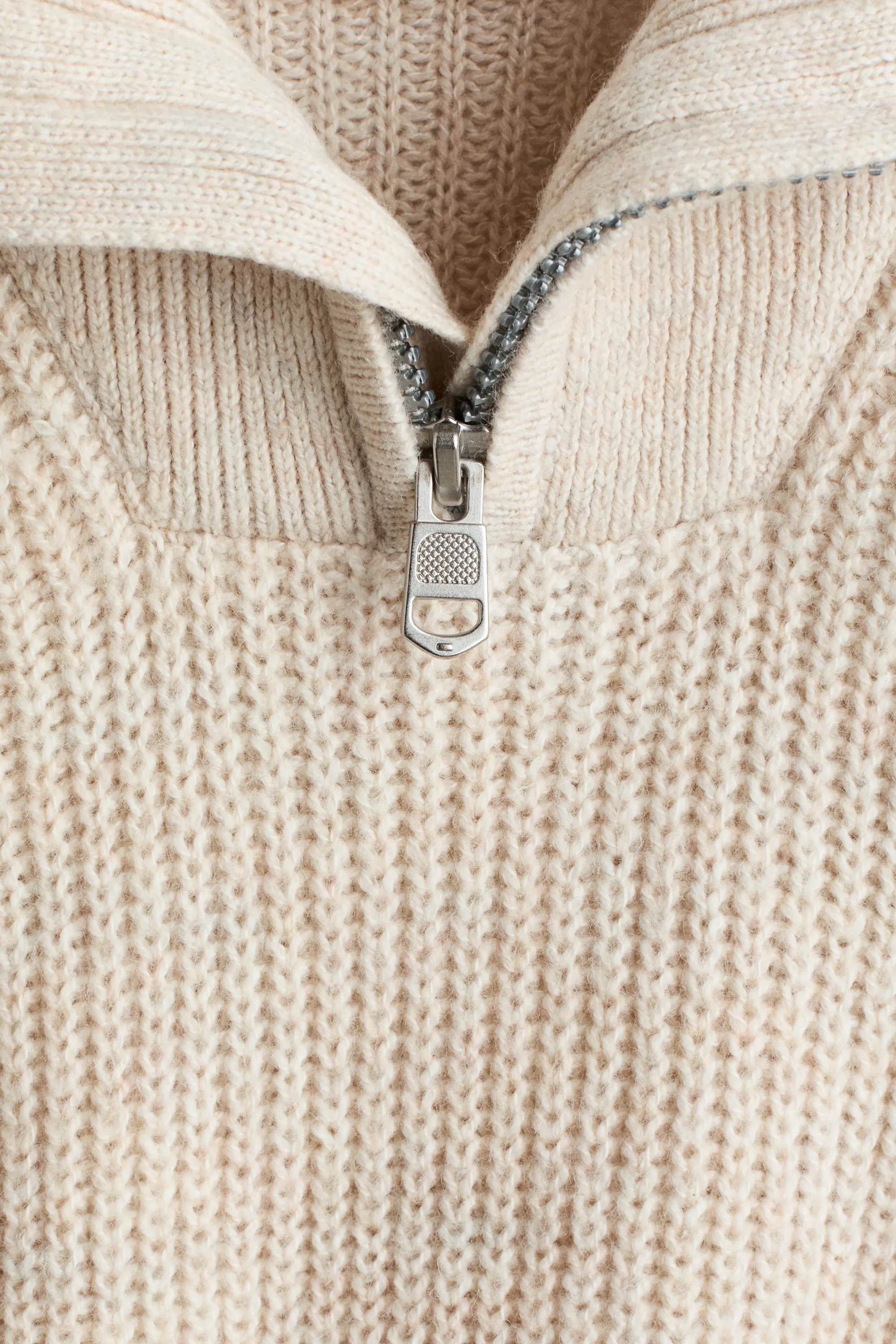 Pull avec col zippé - Beige clair