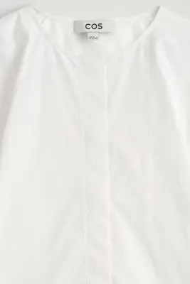 BLOUSE SCULPTURALE EN POPELINE DE COTON PIMA - BLANC — photo 5