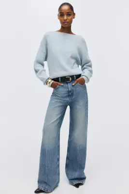 Pull oversize à encolure bateau - Bleu clair — photo 1