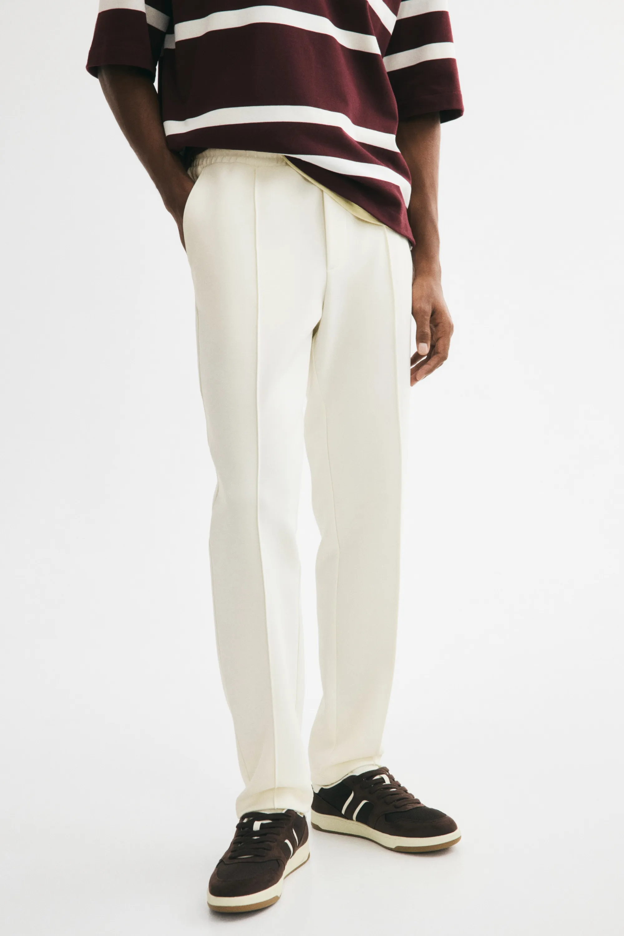 Pantalon jogger Regular Fit en interlock - Crème