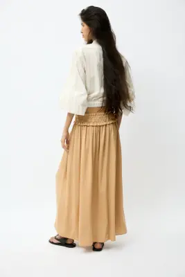 Jupe maxi à glands - Beige foncé — photo 3
