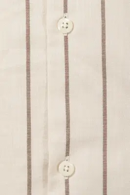La chemise manches courtes coton lin - Beige rayures marron — photo 3