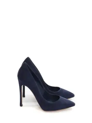 Escarpins en suède bleu marine talon stiletto bout pointu Prix boutique 560€ Taille 36,5 — photo 1