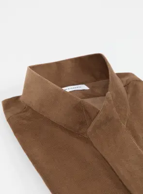 Origami Collar Shirt in Tan Needlecord — photo 3